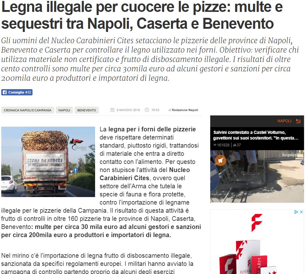 Forni pizzeria - la legna deve rispettare gli standard