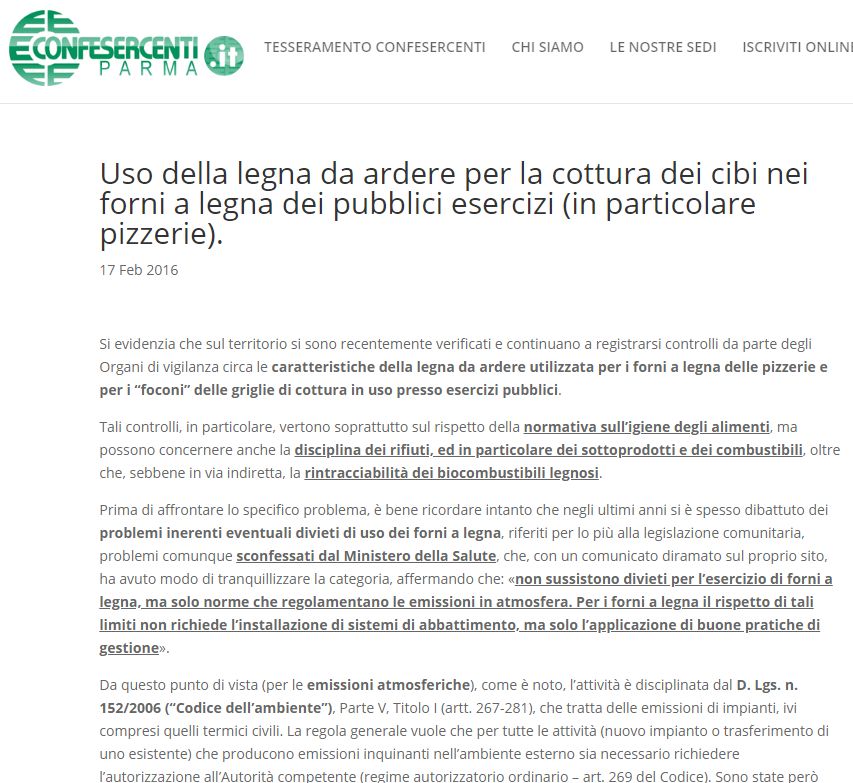 Confesercenti articolo multe legna non tracciata forni pizza