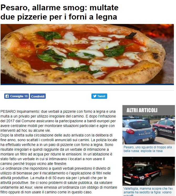 Foto articolo giornale multe legna